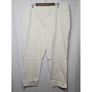 Marla Wynne Cream Pull-On Pants 22W Minimalist Soft Stretch‎ Ankle Trousers